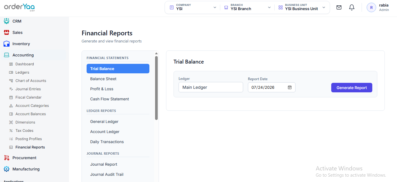 Financial Reports
