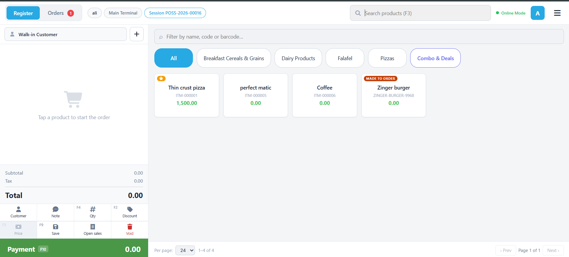 OrderYaa app screen
